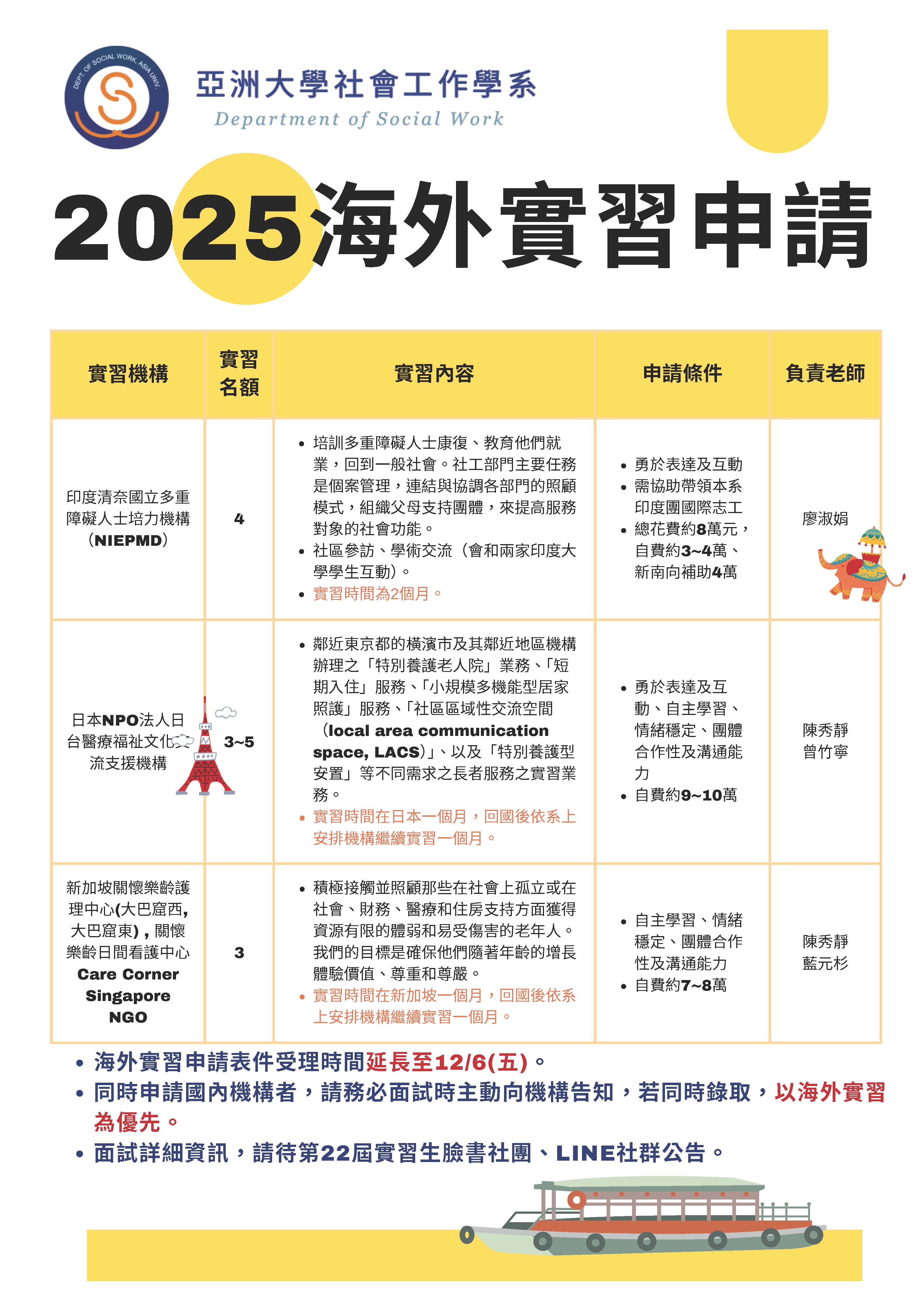 2025海外實習申請資訊